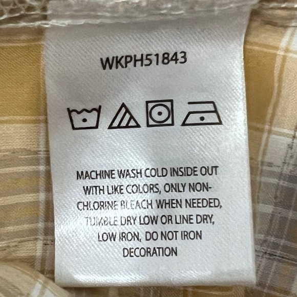 Wrangler Women's Western Rodeo Shirt XL Gold Yellow‎ Plaid L/S Pearl Snap Front - Picture 6 of 11